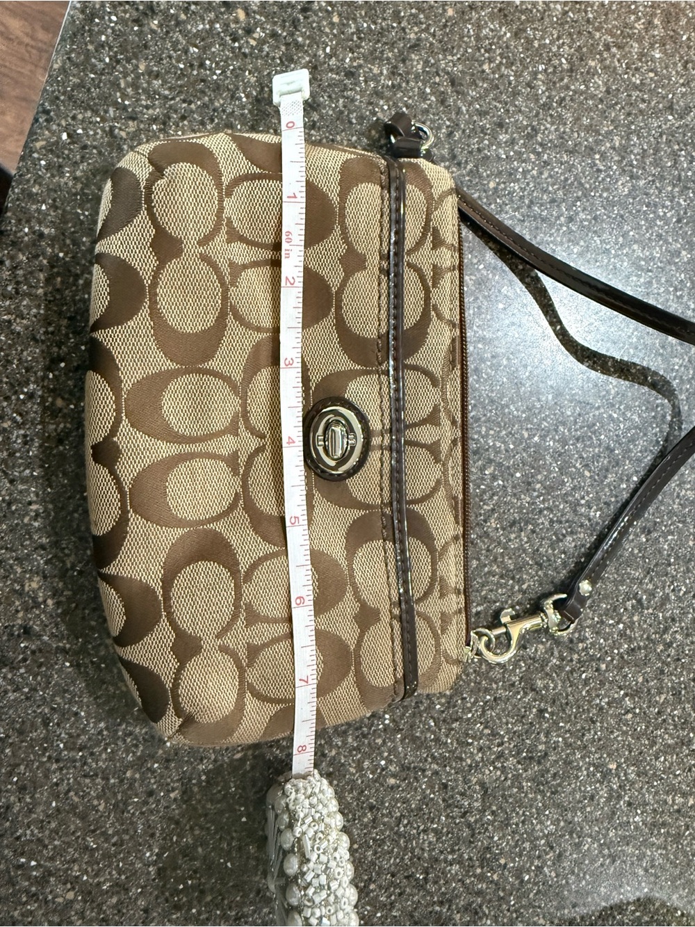 COACH Signature Monogram Brown Wristlet - Picture 5 of 6